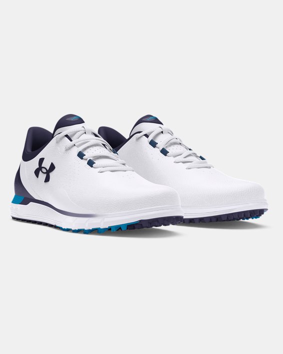 Men's UA Drive Fade Spikeless Wide Golf Shoes in White image number 3